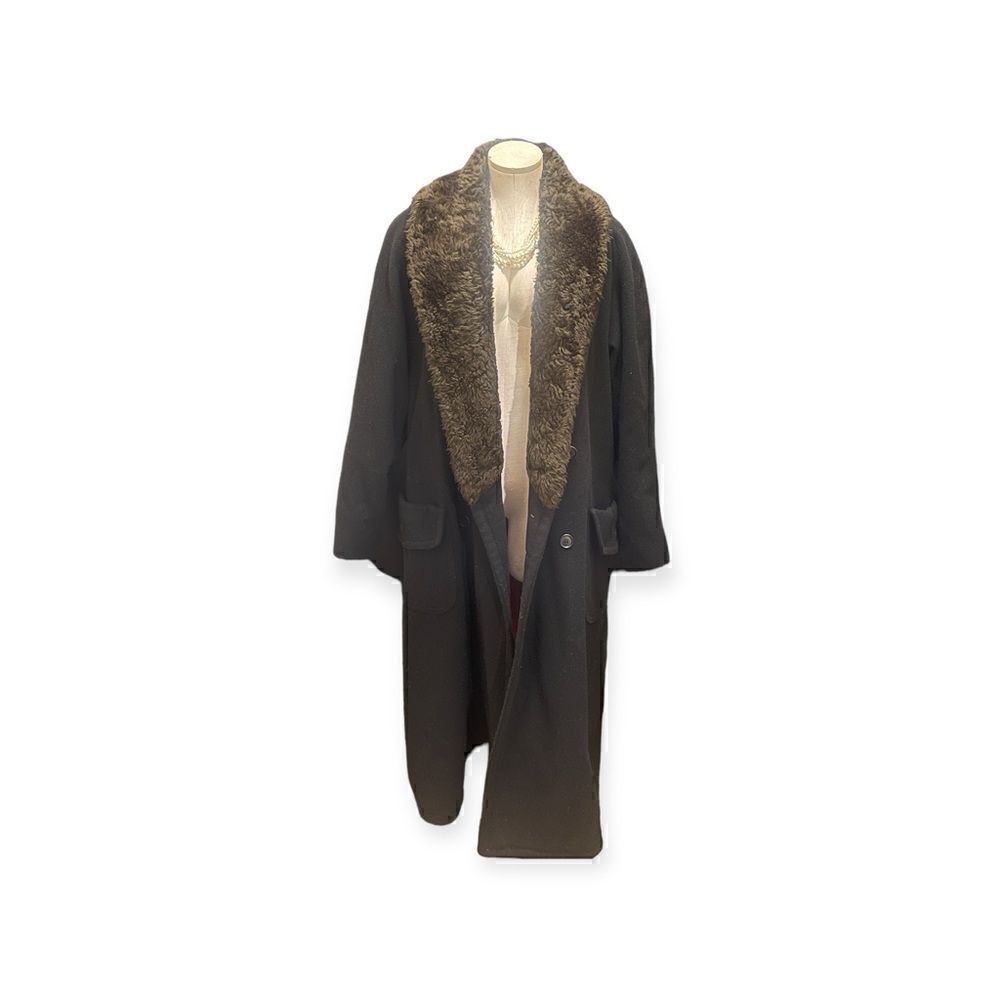 Classic Chic: Vintage Italian Faux Fur Wool Trench Coat